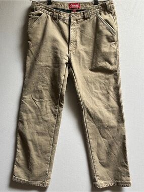 Coleman Men's Fleece Lined Stretch Canvas Utility Carpenter Pants 36x32 Tan